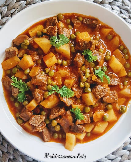 Bazella w Riz (Green Pea stew with Beef & Potatoes)