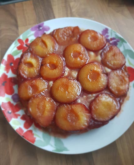 Plum and marzipan tart