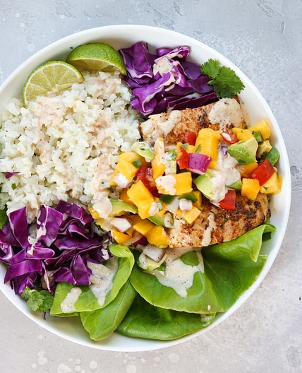 Whole30 Fish Taco Bowls with Mango Salsa