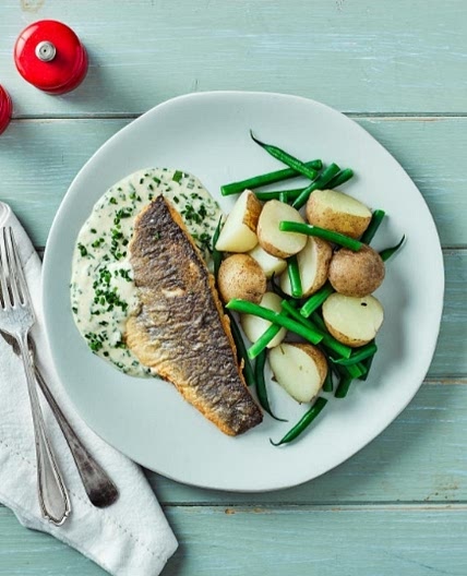Pan-Fried Sea Bass With Chive Butter Sauce