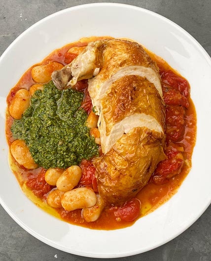 Roast chicken with butter beans and salsa verde — Thomas Straker