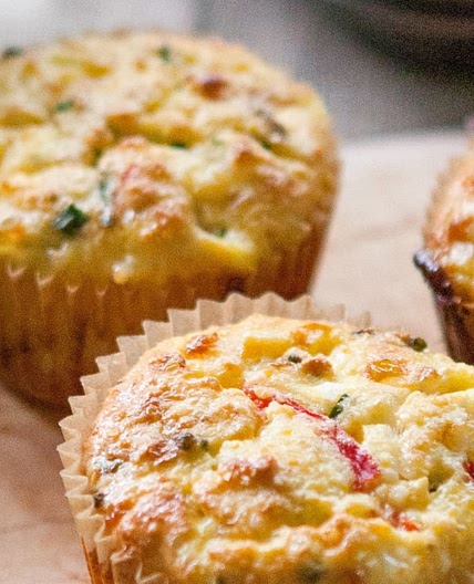 Recipe: Cottage Cheese Muffins with Roasted Red Peppers and Feta