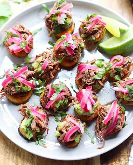 Fried Plantain and Barbacoa Beef Sliders