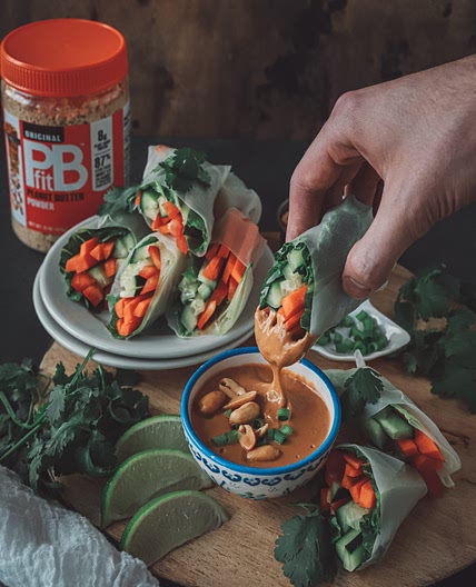 Fresh Spring Rolls with Healthy Peanut Dipping Sauce