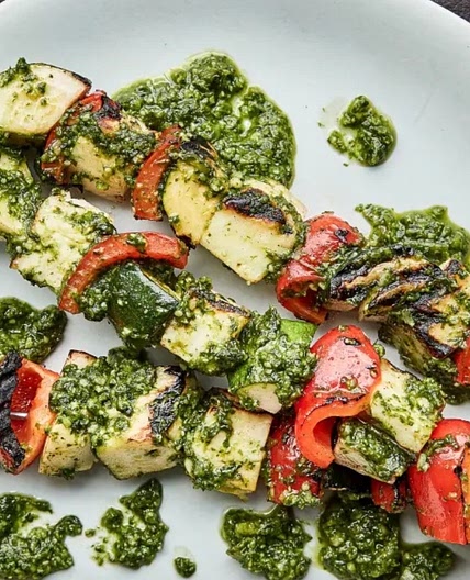 Halloumi Kebabs with Pesto 