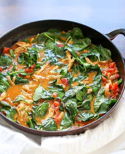 Easy Chicken Curry with Spinach and Tomatoes