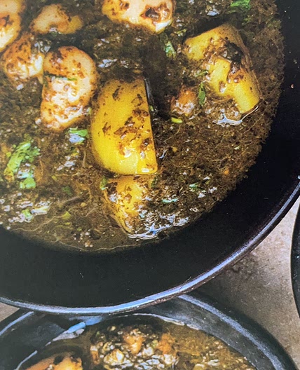 bkeila, potato and butter bean stew