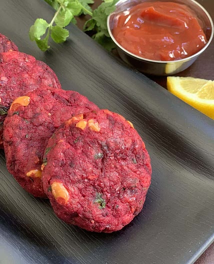 Beetroot Tikki|Beetroot Cutlet
