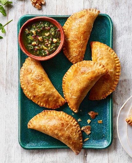 Picadillo-Style California Walnut Meat Empanadas with Chimichurri