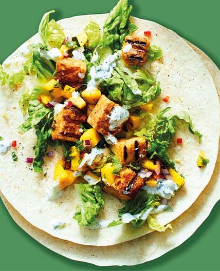 Zingy mango and halloumi wraps