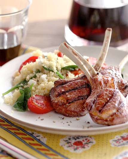 Lamb Chops with Spinach Tomato Couscous