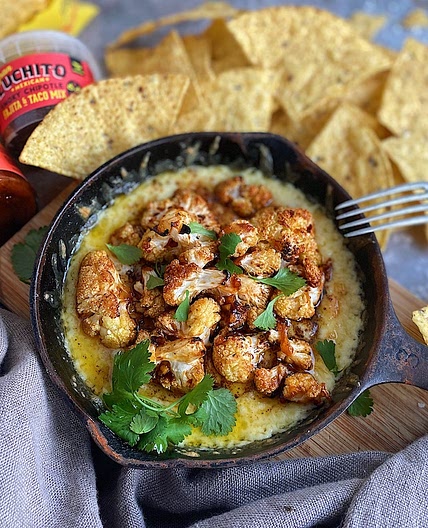 Quick Queso Fundido with Roasted Chipotle Cauliflower