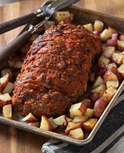 Easy Sheet Pan Meatloaf and Potatoes