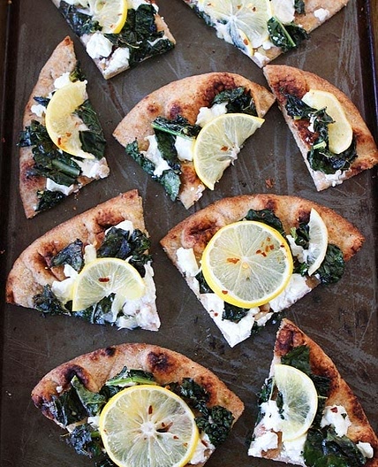 Kale, Lemon and Goat Cheese Flatbread