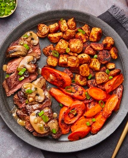 HF - Steak with Mushroom Cream Sauce plus Roasted Potatoes & Carrots