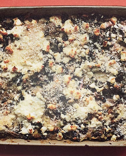 PREI-LINZENGRATIN MET EEN KNAPPERIG FETALAAGJE