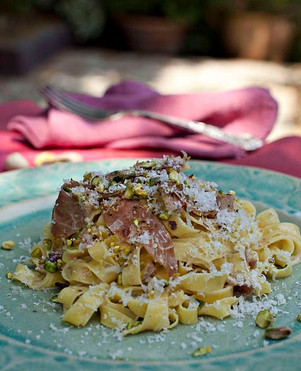 Tagliatelle with Parma Ham and Pistachios