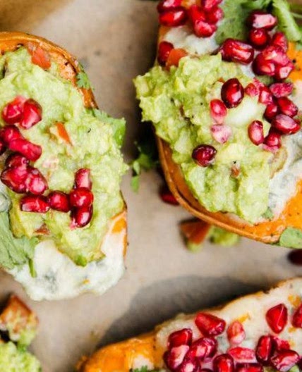 sweet potato with Avocado and pomegranate