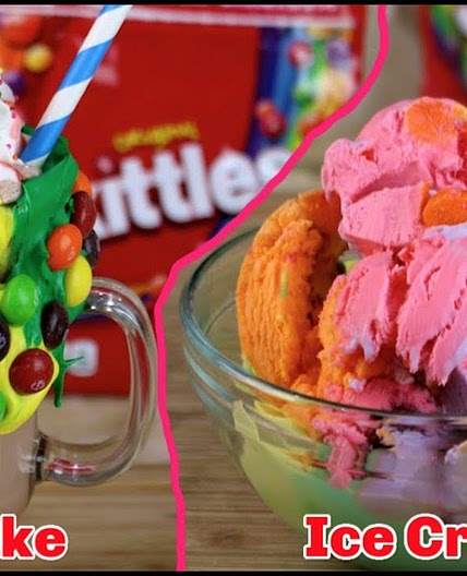 Homemade Skittles Ice Cream & Milkshake