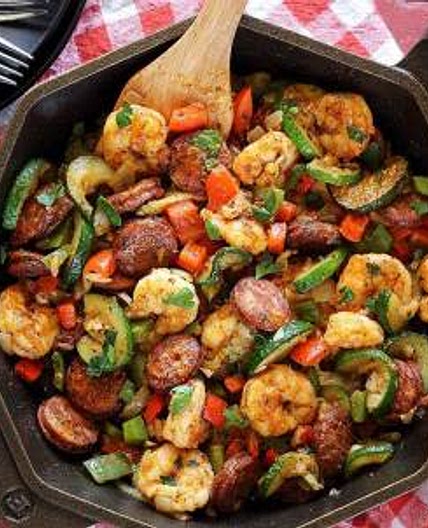 20 Minute Shrimp & Sausage Paleo Skillet