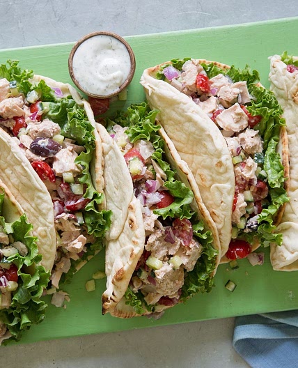 Greek Tzatziki Tuna Pitas