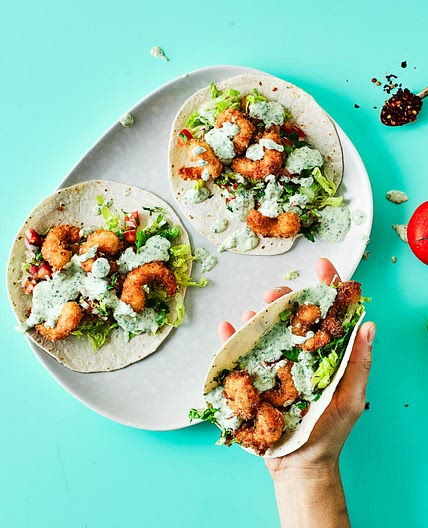 G - Crispy Prawn Tacos With Coriander Mayo