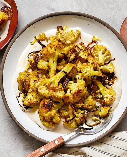 Roasted Curried Cauliflower with Tahini Sauce - Whole30, Paleo