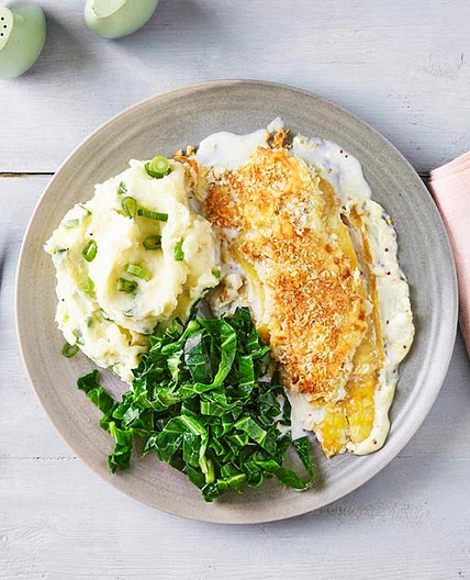 G - Smoked Fish Gratin, Spring Onion Mash & Garlicky Greens