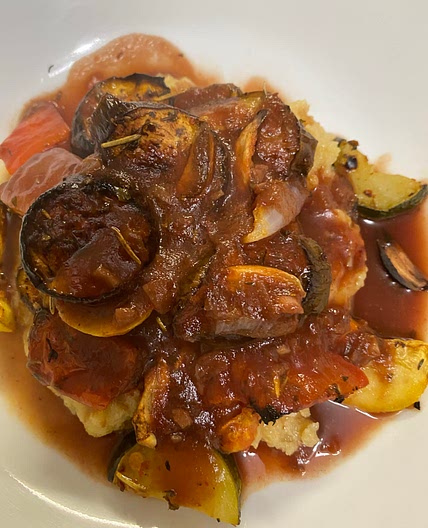 Ratatouille Roasted Vegetables over Vegan Polenta