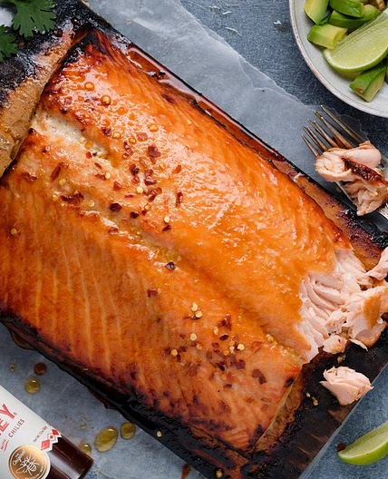Hot Honey Cedar Plank Salmon