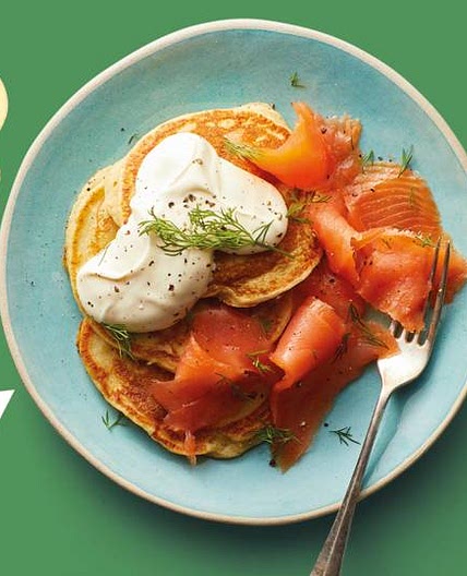 Smoked salmon and potato pancakes