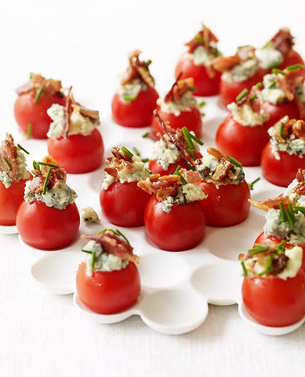 Cherry Tomatoes Stuffed with Blue Cheese and Bacon😋😋😋