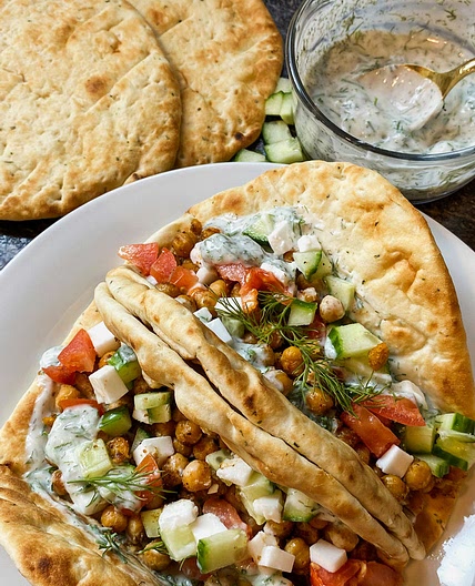 Chickpea Gyros with Dill Sauce