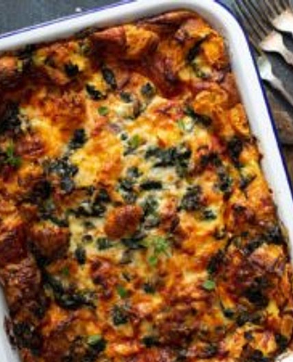 Spinach and Cheese Croissant Strata