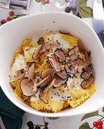 Black Truffle Ravioli with Creamy Parmesan Sauce