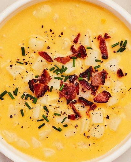 Cheddar potato soup with bacon