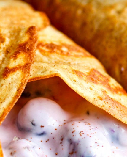 Lemon Crepes with Blueberry Yogurt Filling