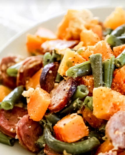 Cheesy Roasted Veggies & Sausage