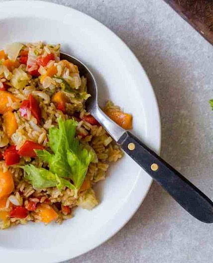 Bolivian toasted rice and veggies