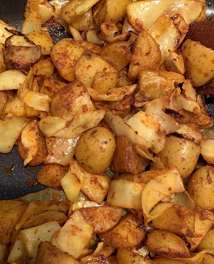 Mum’s Spicy Indian Potatoes & White Cabbage