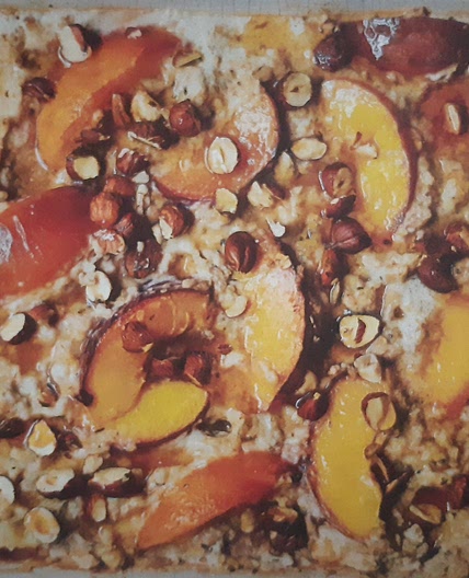 Peach and cardamom baked oats