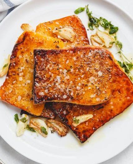 Simple Butternut Squash Steaks with Garlic Butter