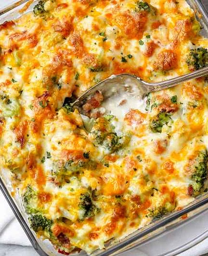 Loaded Cauliflower Broccoli Casserole with Bacon