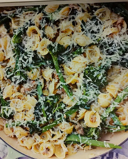 Orecchiette with tenderstem broccoli and Italian sausage