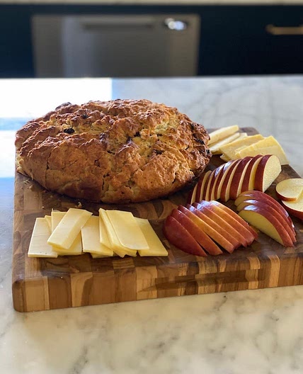 Skillet Irish Soda Bread served with Cheddar and Apples