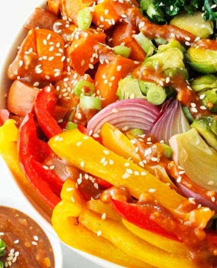Satay Kale & Roasted Vegetable Bowl