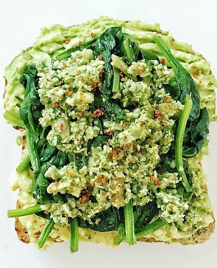 Avocado Sprouted Toast with Sautéed Spinach+ Kale Pesto