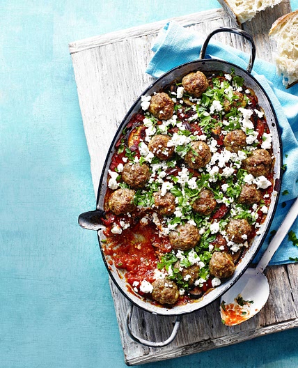 Greek Lamb Meatball Bake
