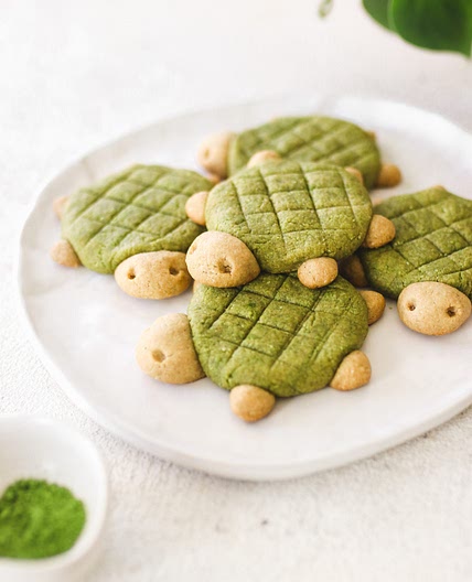 Turtle-Shaped Vegan Matcha Cookies (vegan, gluten free, wfpb)