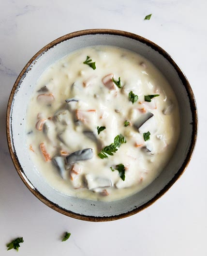 Mediterranean Garlic Yogurt Sauce with Carrot and Eggplant